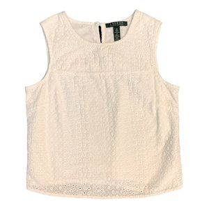 Ralph Lauren White Sleeveless Top 100% Cotton Women’s XS